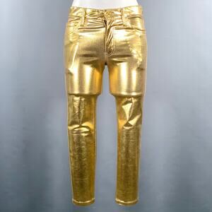 JUNYA WATANABE 2021 Size XS Gold Nylon Blend Metallic Zip Fly Casual Pants